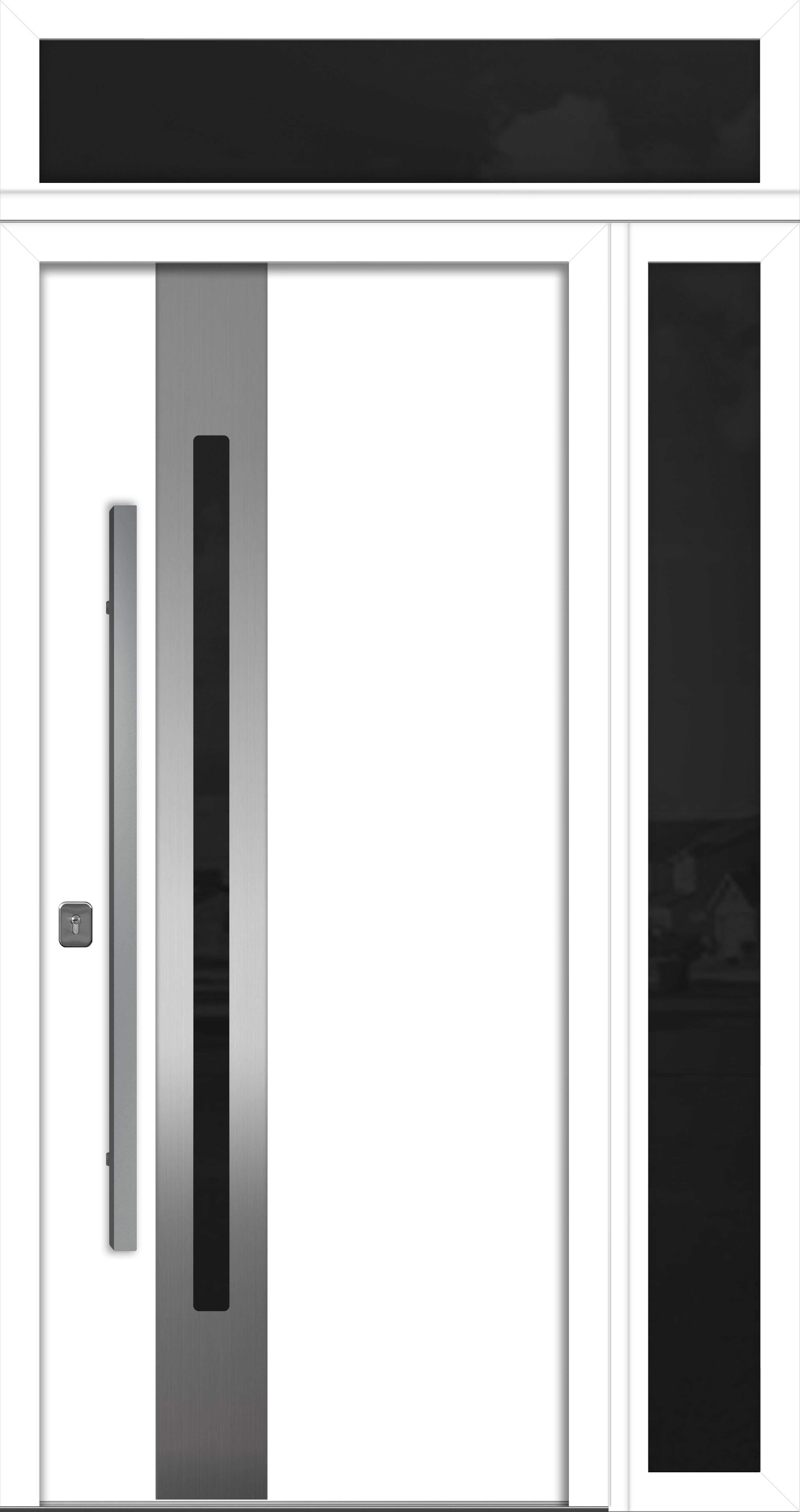 Nova Inox S2 Modern Exterior Single Door 36x80 with Sidelight and Transom - Unit 50x95 1/2 - White