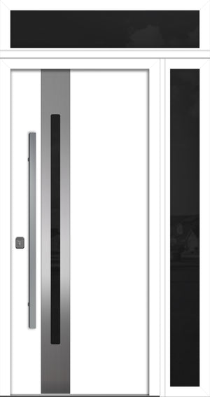 Nova Inox S2 Modern Exterior Single Door 36x80 with Sidelight and Transom - Unit 50x95 1/2 - White - Doors and Beyond