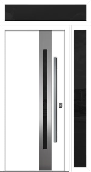 Nova Inox S2 Modern Exterior Single Door 36x80 with Sidelight and Transom - Unit 50x95 1/2 - White - Doors and Beyond