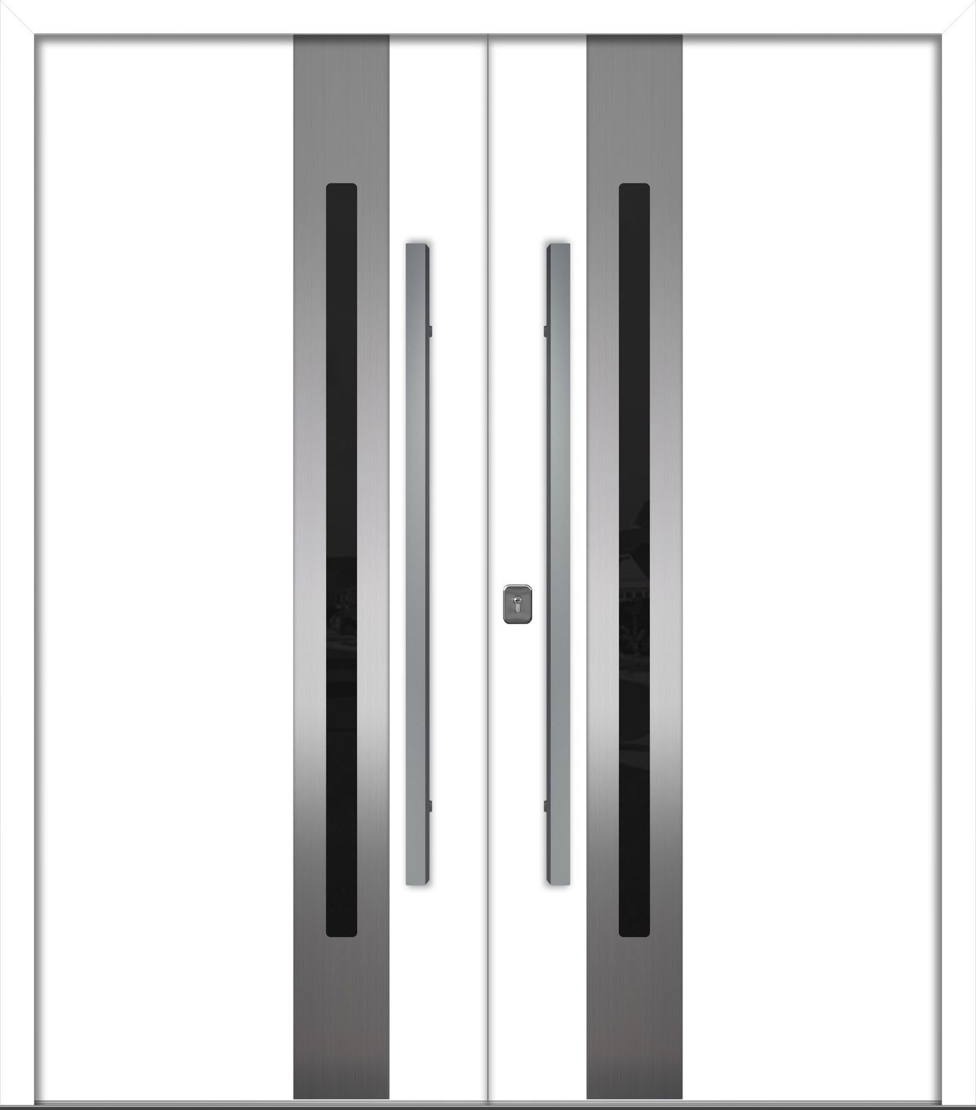 Nova Inox S2 Modern Exterior Double Door 72x80 - Unit 74x81 1/2 - White - Doors and Beyond