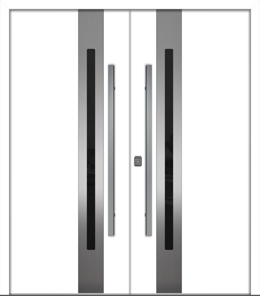 Nova Inox S2 Modern Exterior Double Door 72x80 - Unit 74x81 1/2 - White - Doors and Beyond