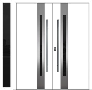 Nova Inox S2 Modern Exterior Double Door W/ (1) 12" Sidelight - Unit 86x81 3/8 - White - Doors and Beyond