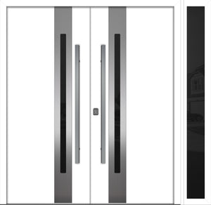 Nova Inox S2 Modern Exterior Double Door W/ (1) 12" Sidelight - Unit 86x81 3/8 - White - Doors and Beyond