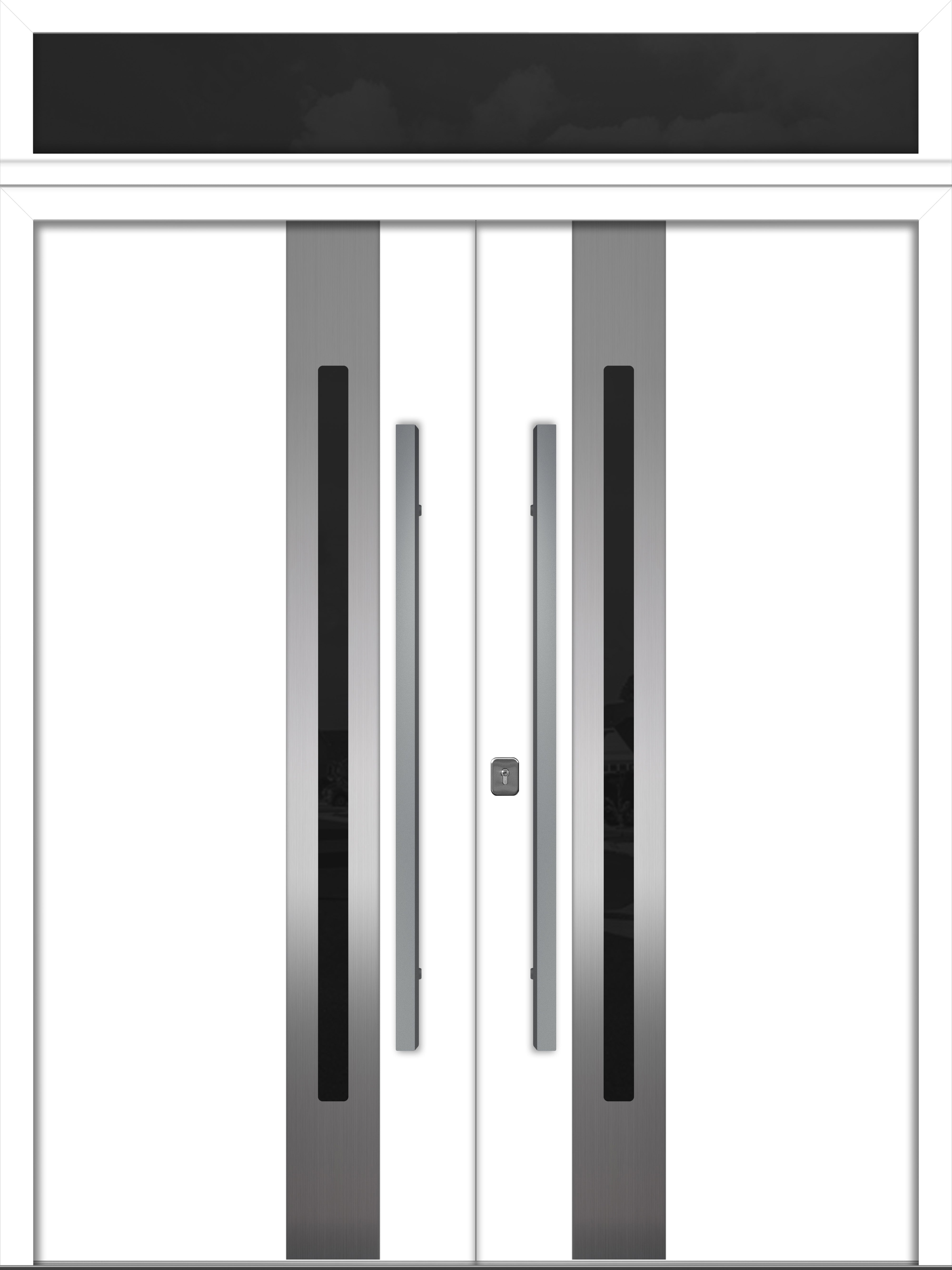 Nova Inox S2 Modern Exterior Double Door 72x80 with Transom - Unit 74x95 1/2 - White