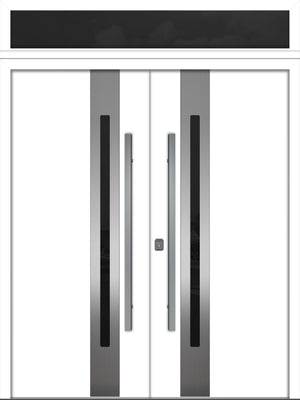 Nova Inox S2 Modern Exterior Double Door 72x80 with Transom - Unit 74x95 1/2 - White - Doors and Beyond
