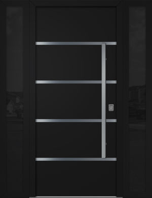 Nova Inox S3 Modern Exterior Single Door W/ (2) 12" Sidelight - Unit 62x81 3/8 - Black - Doors and Beyond