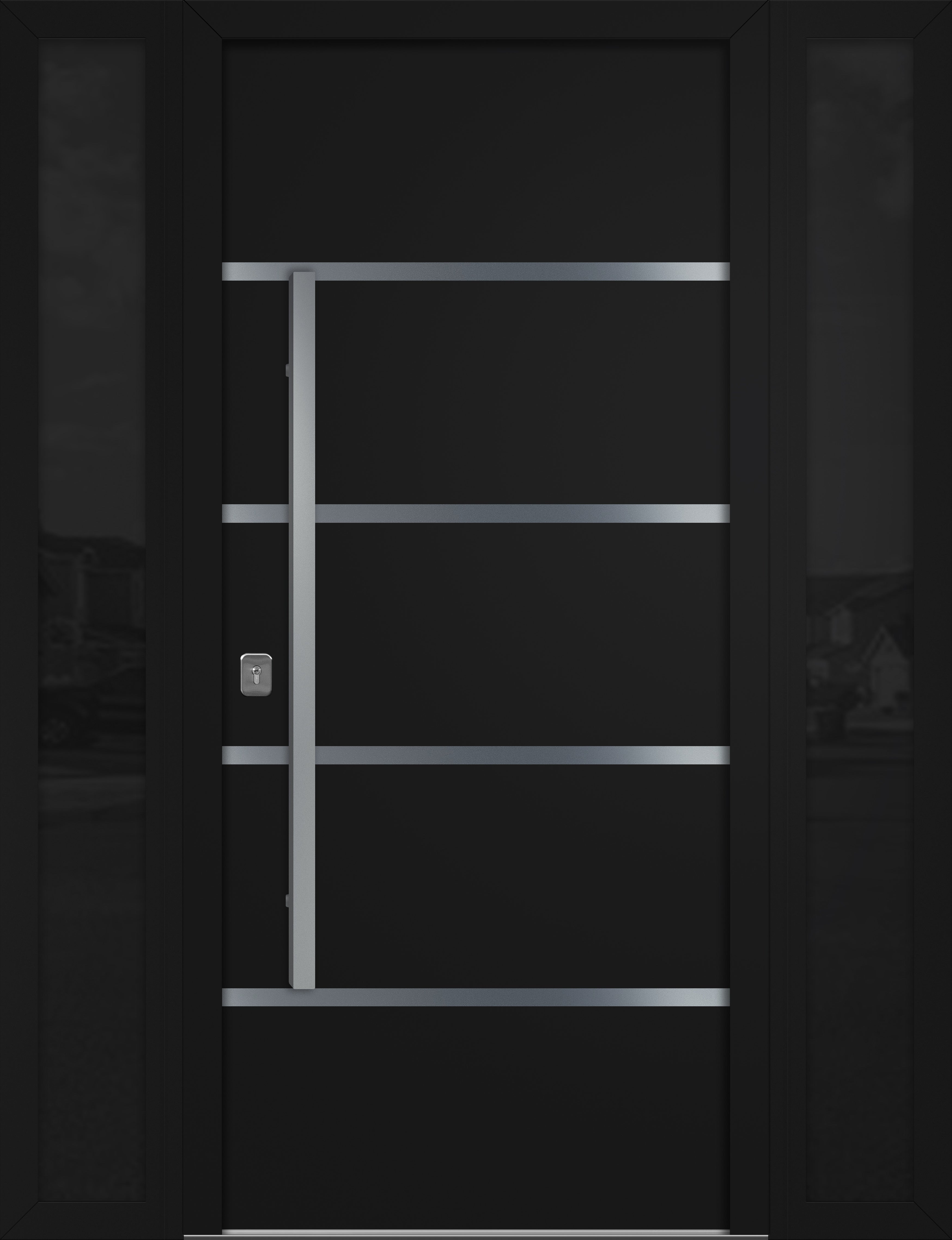 Nova Inox S3 Modern Exterior Single Door W/ (2) 12" Sidelight - Unit 62x81 3/8 - Black