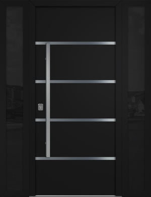 Nova Inox S3 Modern Exterior Single Door W/ (2) 12" Sidelight - Unit 62x81 3/8 - Black - Doors and Beyond