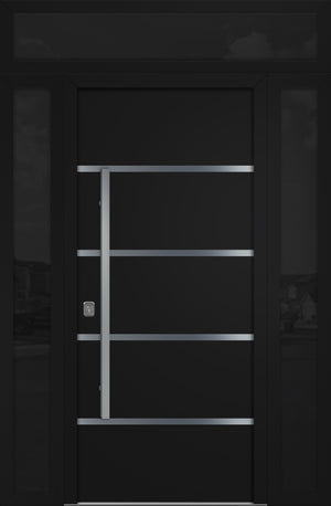 Nova Inox S3 Modern Exterior Single Door 36x80 with 2 Sidelight and Transom - Unit 62x95 1/2 - Black - Doors and Beyond