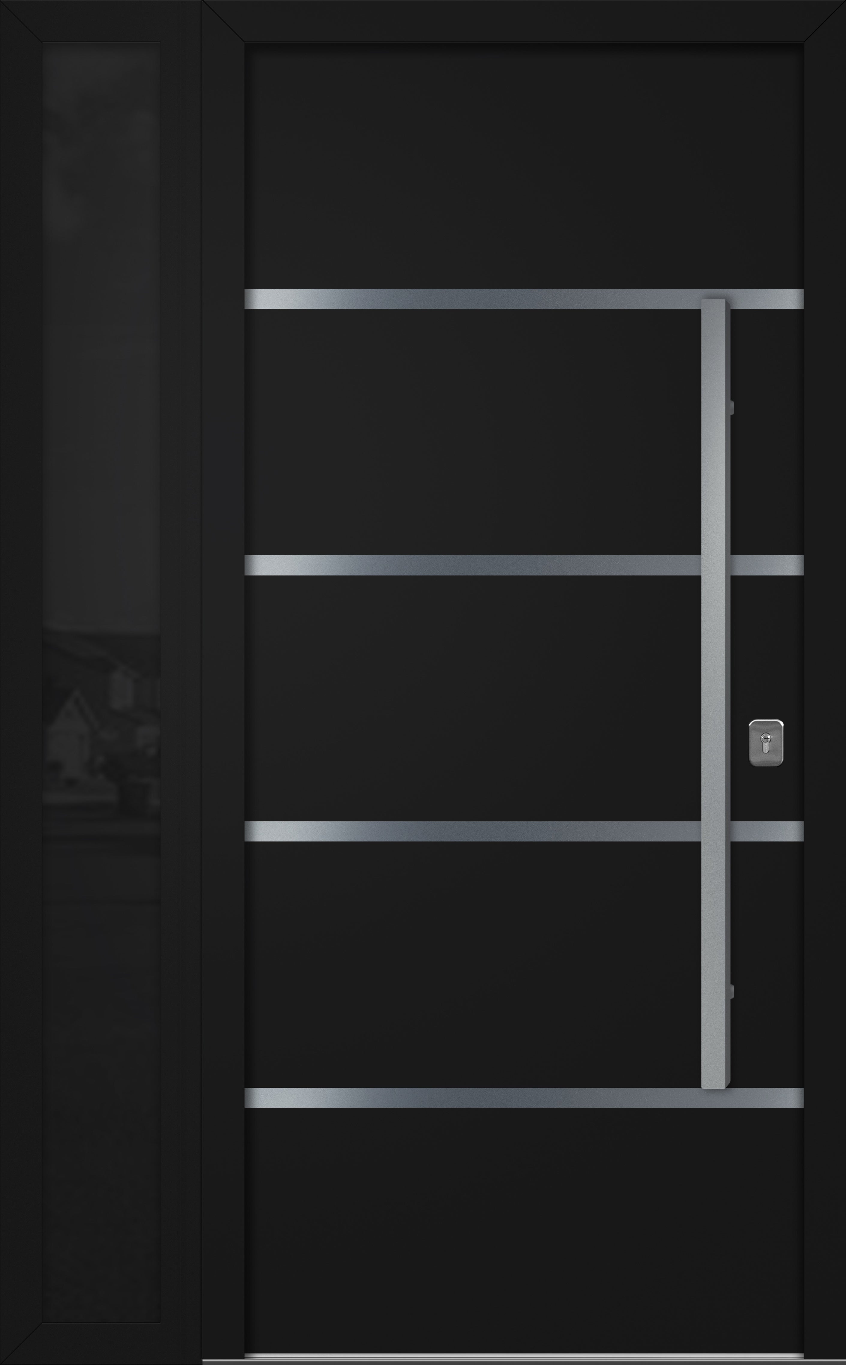 Nova Inox S3 Modern Exterior Single Door W/ (1) 12" Sidelight - Unit 50x81 3/8 - Black