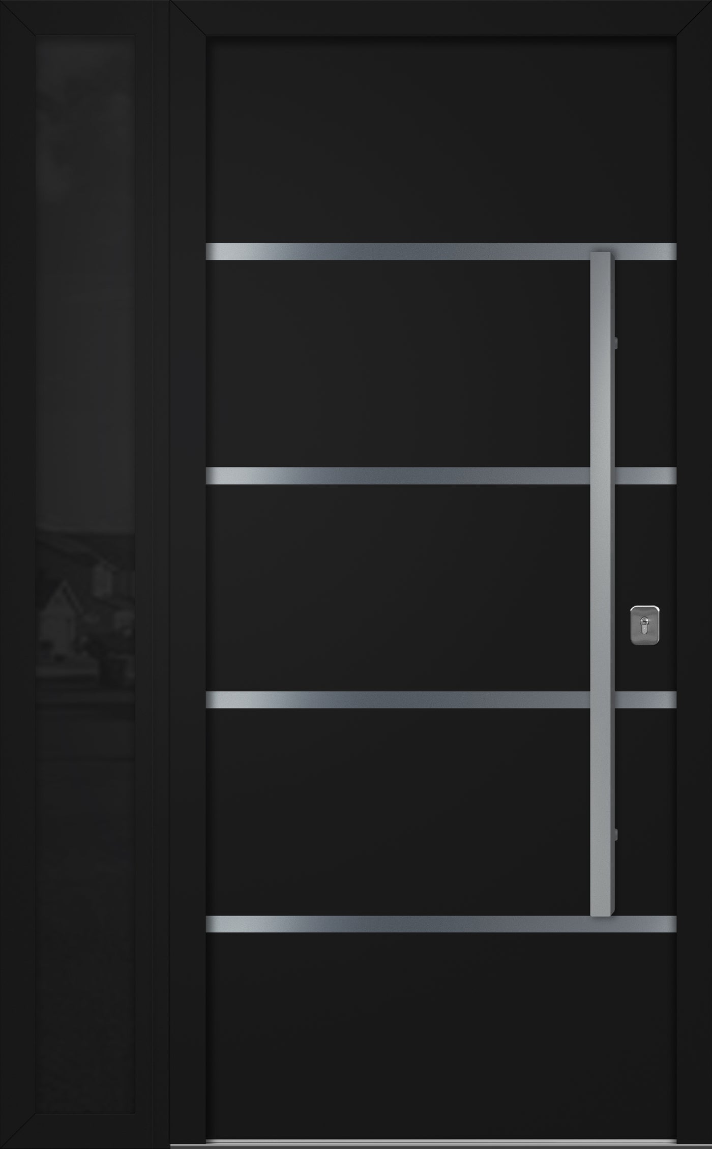 Nova Inox S3 Modern Exterior Single Door W/ (1) 12" Sidelight - Unit 50x81 3/8 - Black - Doors and Beyond