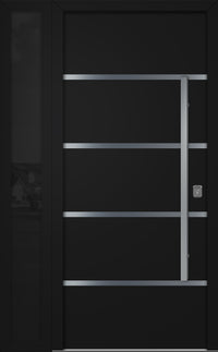 Nova Inox S3 Modern Exterior Single Door W/ (1) 12" Sidelight - Unit 50x81 3/8 - Black - Doors and Beyond
