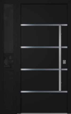 Nova Inox S3 Modern Exterior Single Door W/ (1) 12" Sidelight - Unit 50x81 3/8 - Black - Doors and Beyond