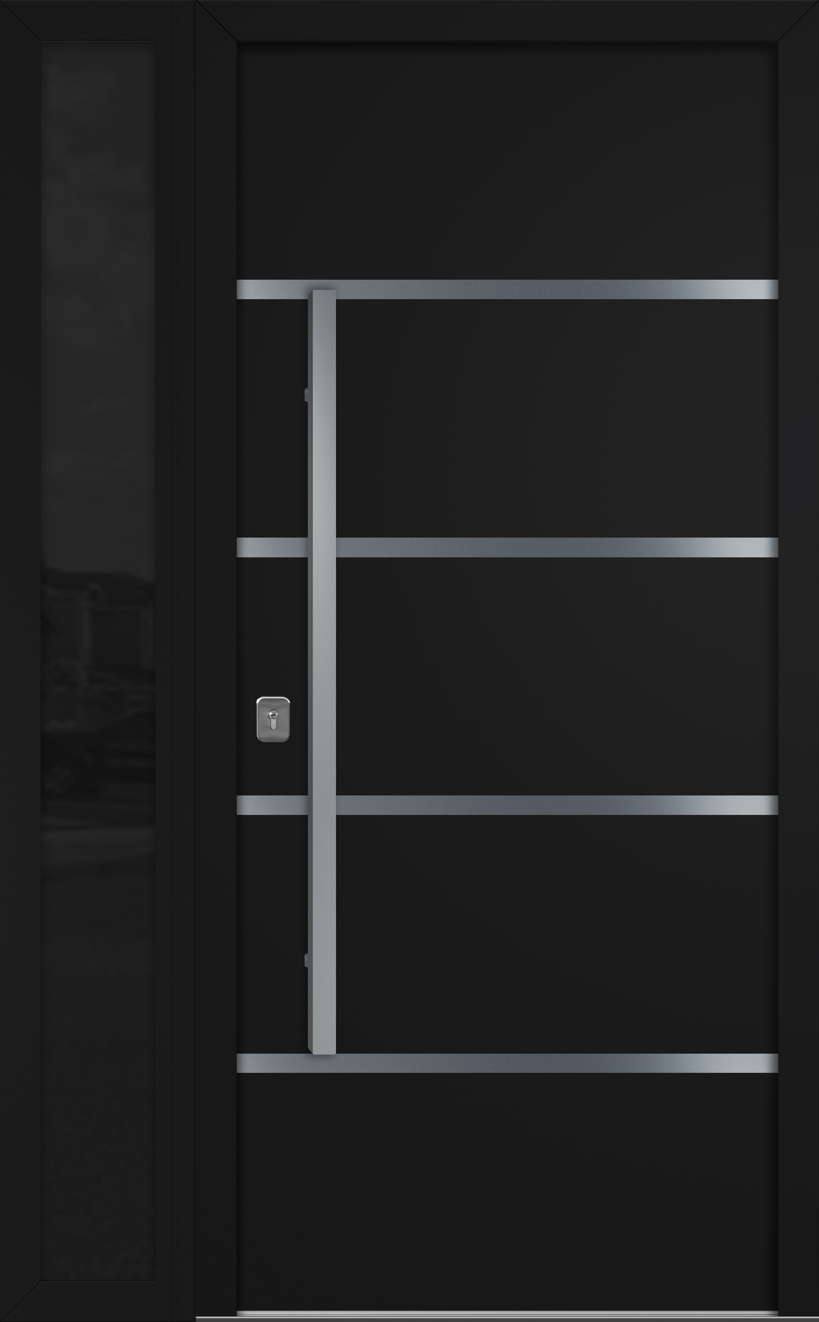 Nova Inox S3 Modern Exterior Single Door W/ (1) 12" Sidelight - Unit 50x81 3/8 - Black