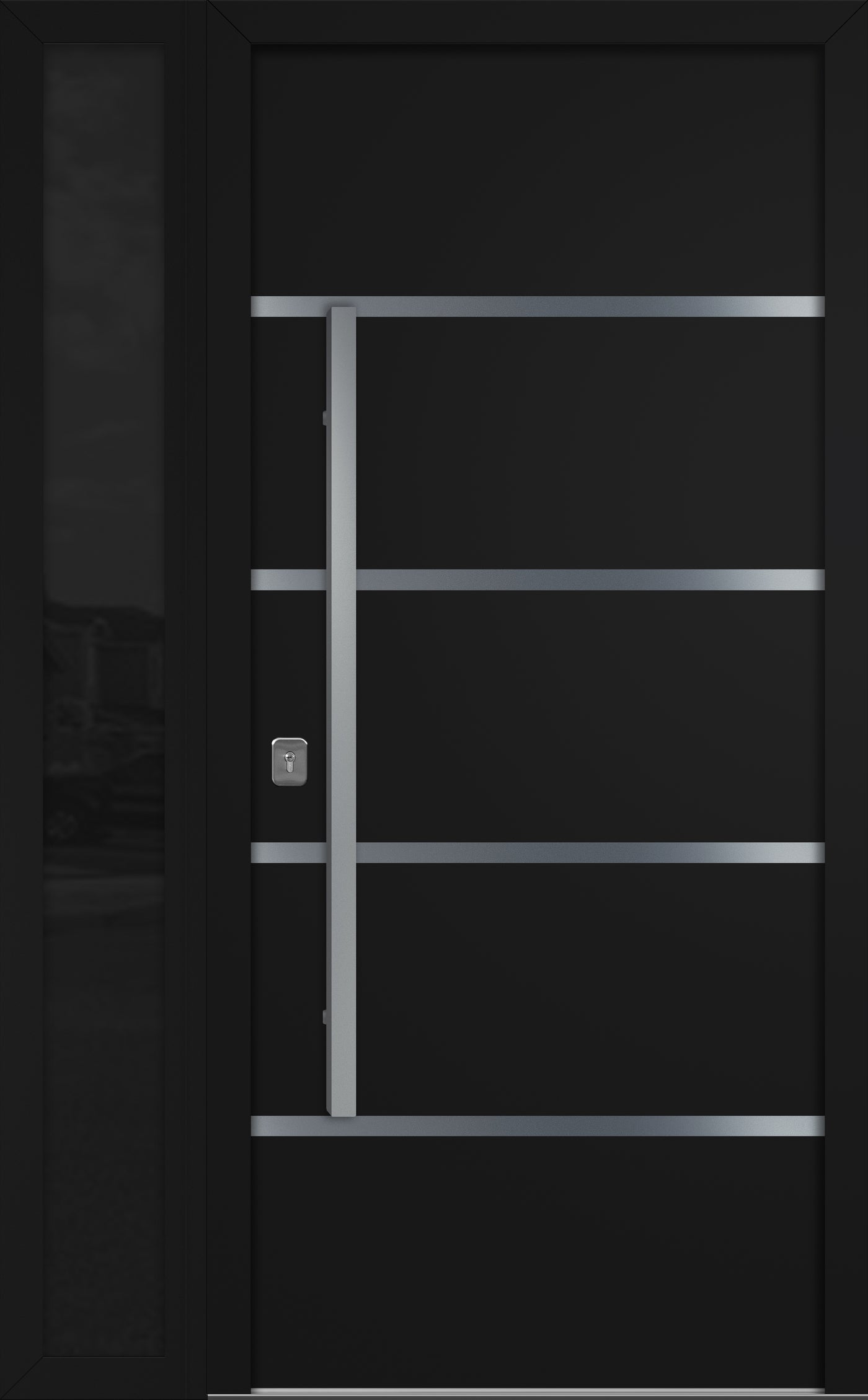 Nova Inox S3 Modern Exterior Single Door W/ (1) 12" Sidelight - Unit 50x81 3/8 - Black - Doors and Beyond