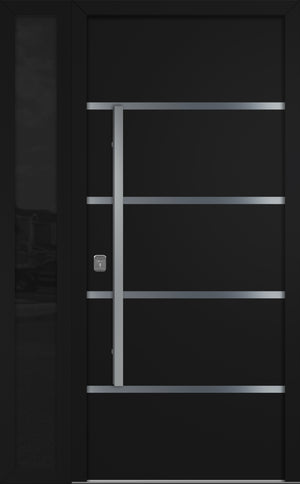 Nova Inox S3 Modern Exterior Single Door W/ (1) 12" Sidelight - Unit 50x81 3/8 - Black - Doors and Beyond