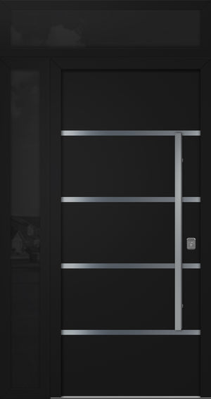 Nova Inox S3 Modern Exterior Single Door 36x80 with Sidelight and Transom - Unit 50x95 1/2 - Black - Doors and Beyond