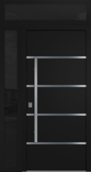 Nova Inox S3 Modern Exterior Single Door 36x80 with Sidelight and Transom - Unit 50x95 1/2 - Black - Doors and Beyond