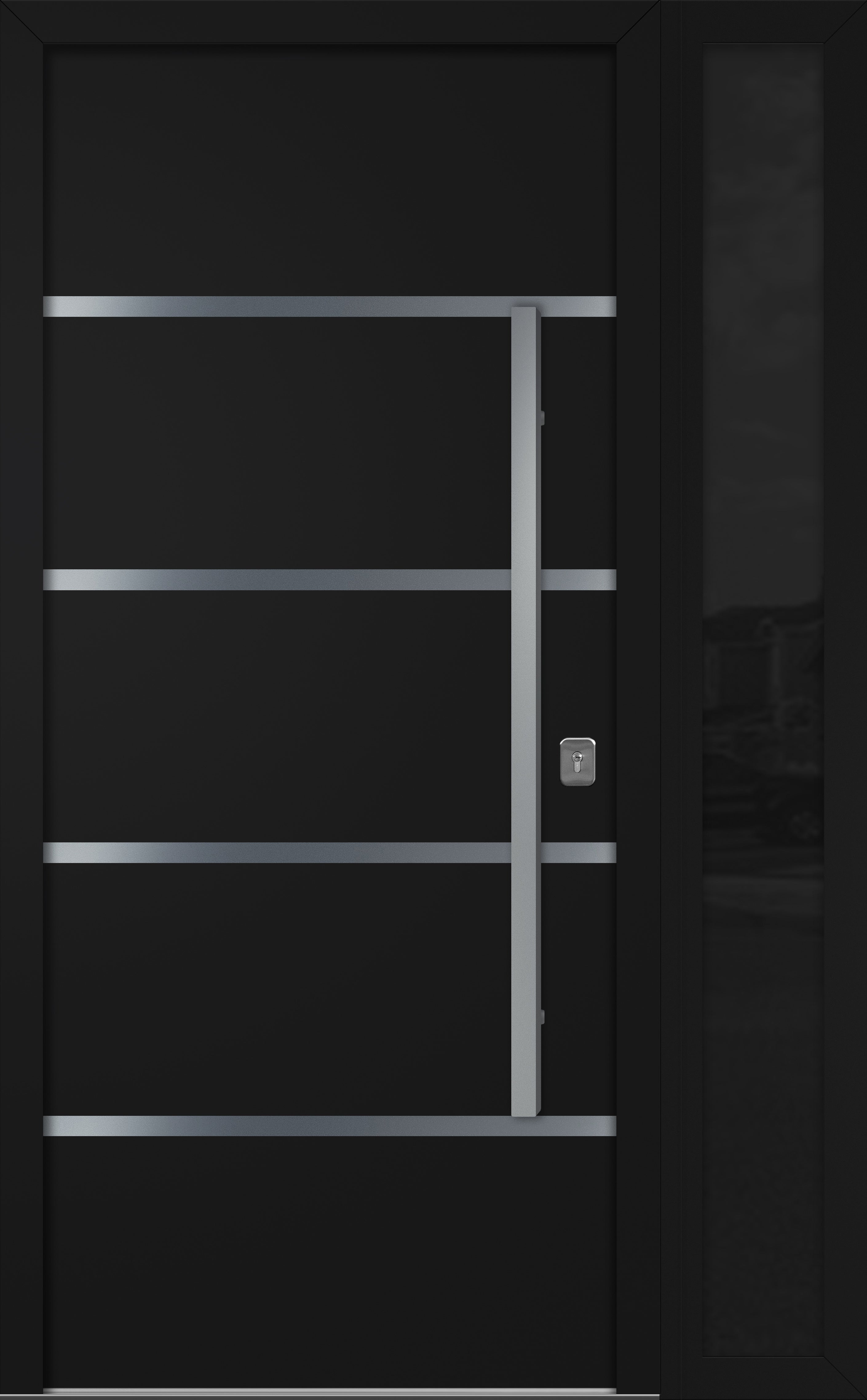 Nova Inox S3 Modern Exterior Single Door W/ (1) 12" Sidelight - Unit 50x81 3/8 - Black