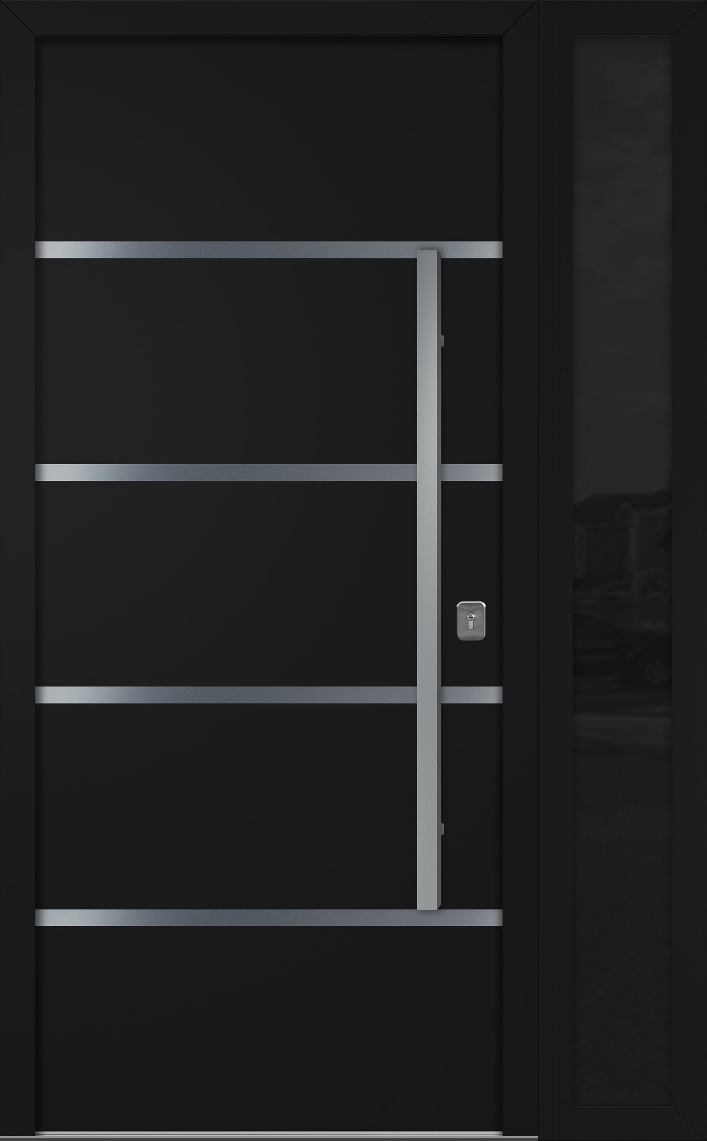 Nova Inox S3 Modern Exterior Single Door W/ (1) 12" Sidelight - Unit 50x81 3/8 - Black - Doors and Beyond