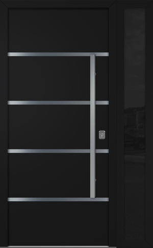 Nova Inox S3 Modern Exterior Single Door W/ (1) 12" Sidelight - Unit 50x81 3/8 - Black - Doors and Beyond