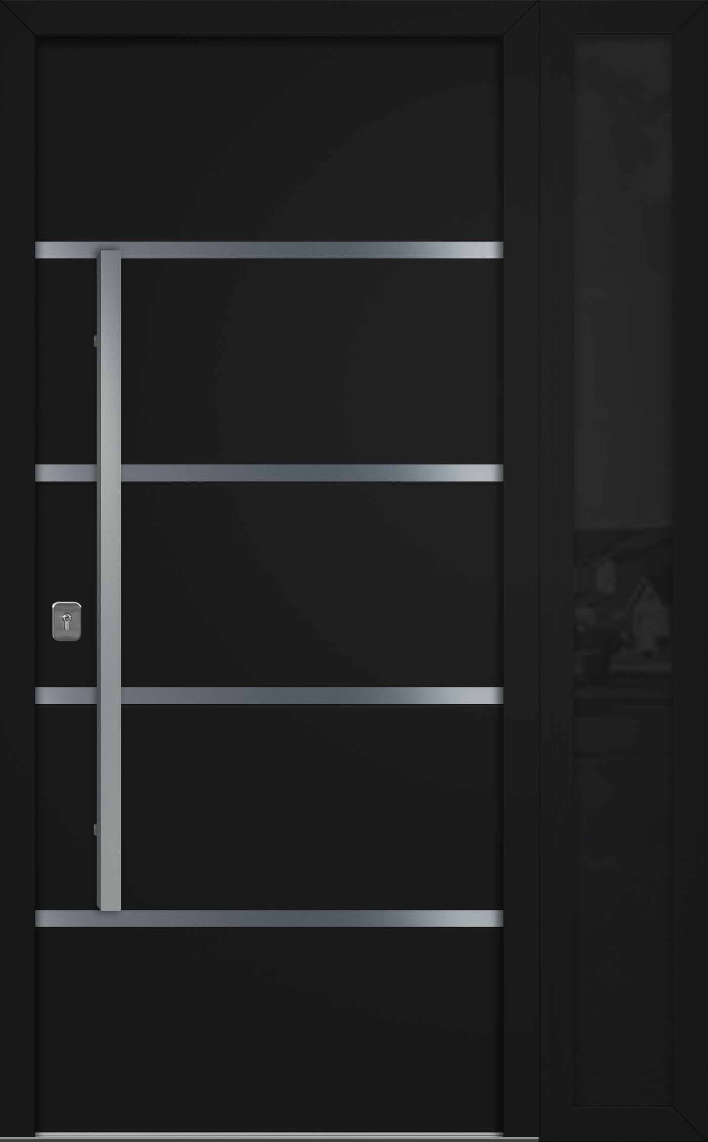 Nova Inox S3 Modern Exterior Single Door W/ (1) 12" Sidelight - Unit 50x81 3/8 - Black - Doors and Beyond