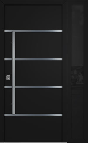 Nova Inox S3 Modern Exterior Single Door W/ (1) 12" Sidelight - Unit 50x81 3/8 - Black - Doors and Beyond