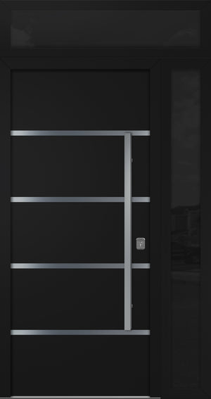Nova Inox S3 Modern Exterior Single Door 36x80 with Sidelight and Transom - Unit 50x95 1/2 - Black - Doors and Beyond