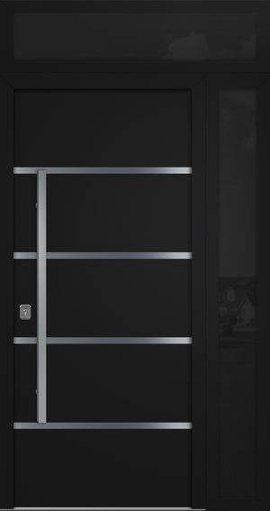 Nova Inox S3 Modern Exterior Single Door 36x80 with Sidelight and Transom - Unit 50x95 1/2 - Black - Doors and Beyond