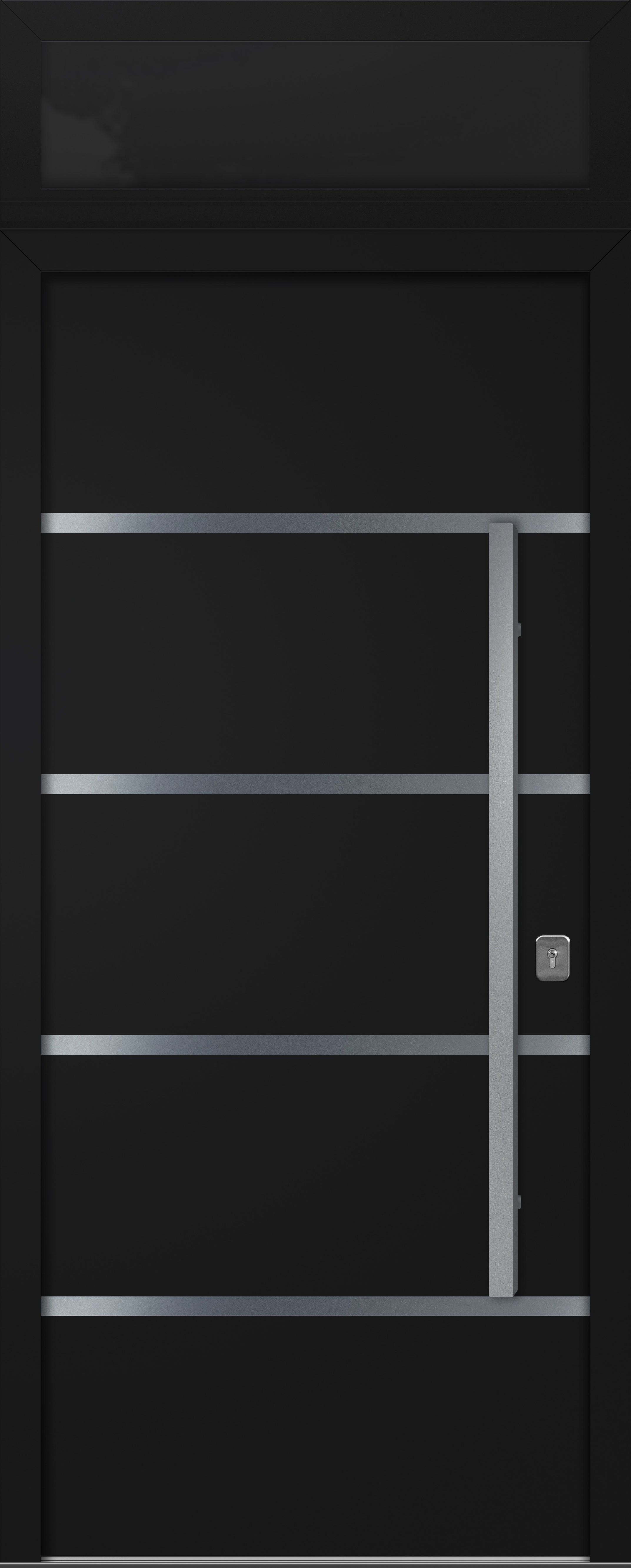 Nova Inox S3 Modern Exterior Single Door 36x80 with Transom - Unit Size 38 x 95 1/2”- Black