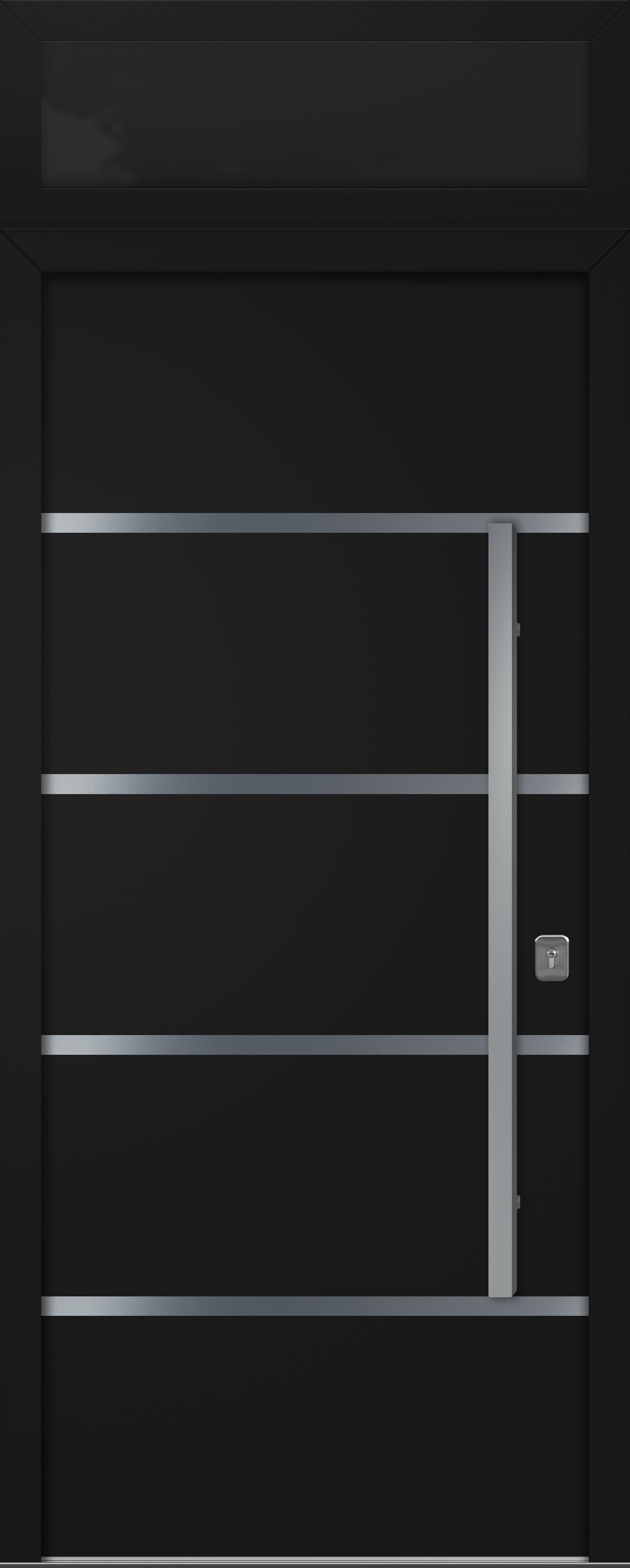 Nova Inox S3 Modern Exterior Single Door 36x80 with Transom - Unit Size 38 x 95 1/2”- Black - Doors and Beyond