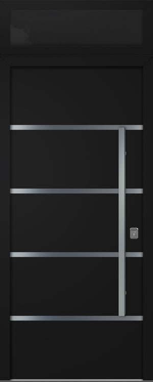 Nova Inox S3 Modern Exterior Single Door 36x80 with Transom - Unit Size 38 x 95 1/2”- Black - Doors and Beyond