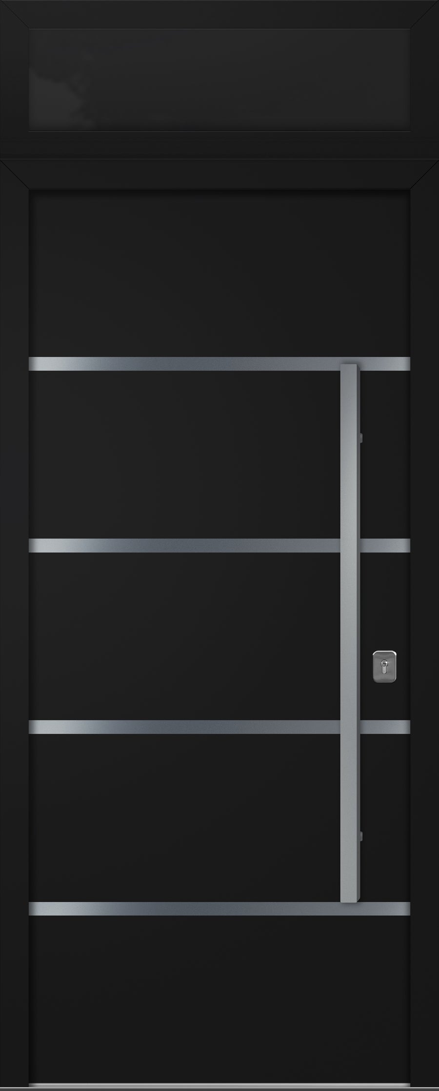 Nova Inox S3 Modern Exterior Single Door 36x80 with Transom - Unit Size 38 x 95 1/2”- Black - Doors and Beyond