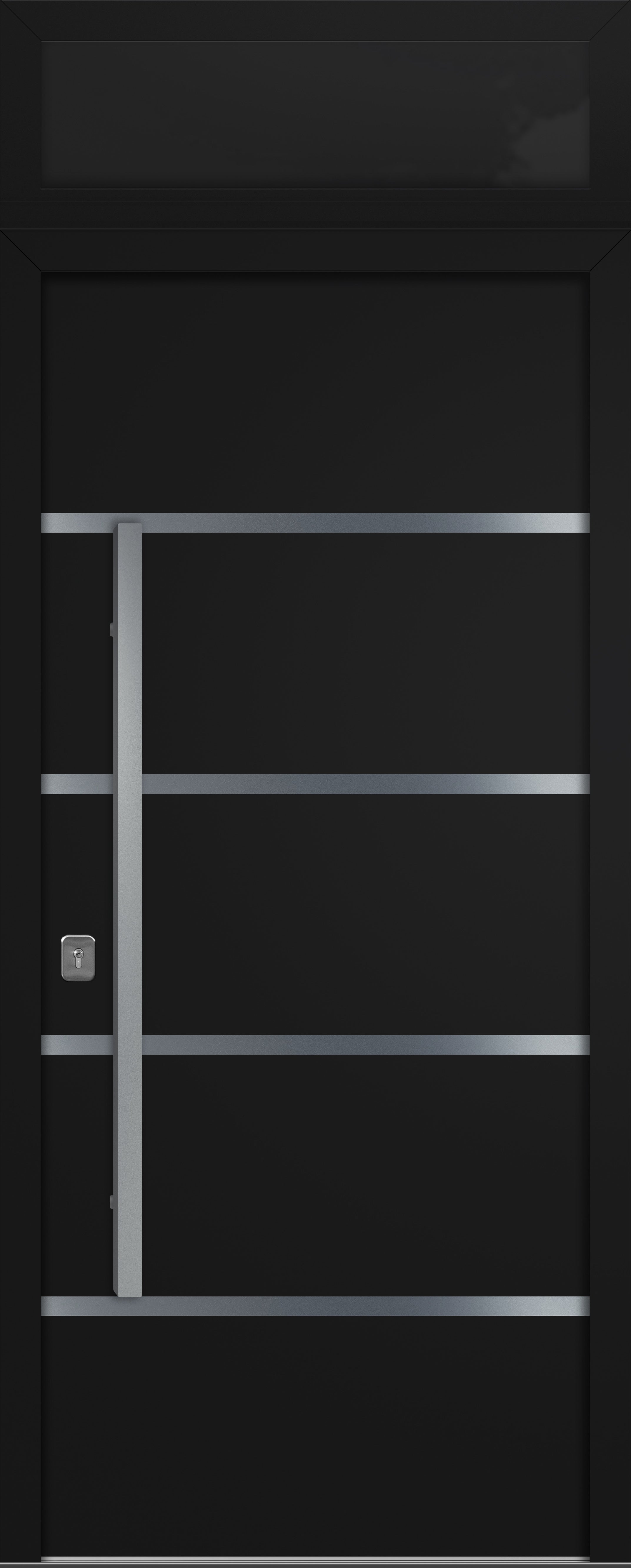 Nova Inox S3 Modern Exterior Single Door 36x80 with Transom - Unit Size 38 x 95 1/2”- Black