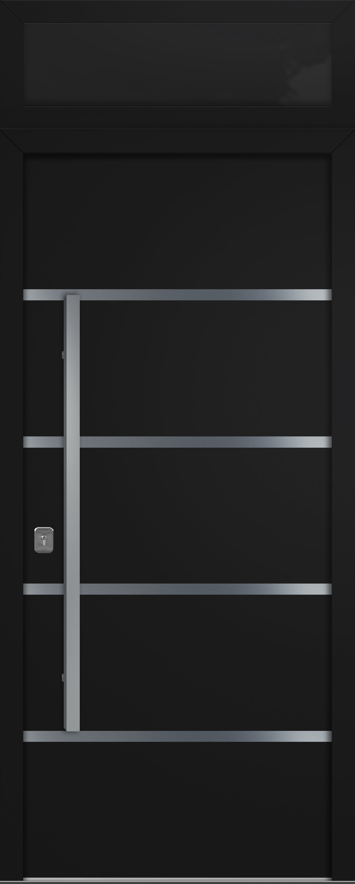 Nova Inox S3 Modern Exterior Single Door 36x80 with Transom - Unit Size 38 x 95 1/2”- Black - Doors and Beyond