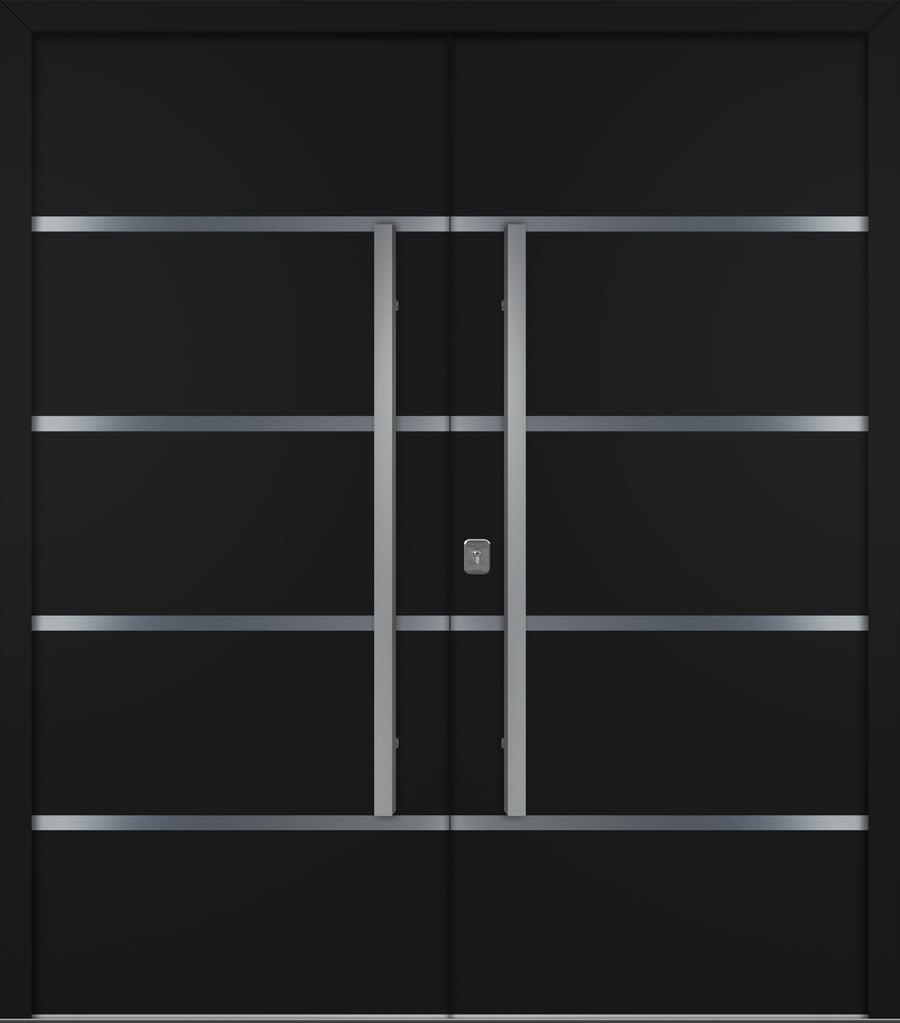 Nova Inox S3 Modern Exterior Double Door 72x80 - Unit 74x81 1/2 - Black - Doors and Beyond