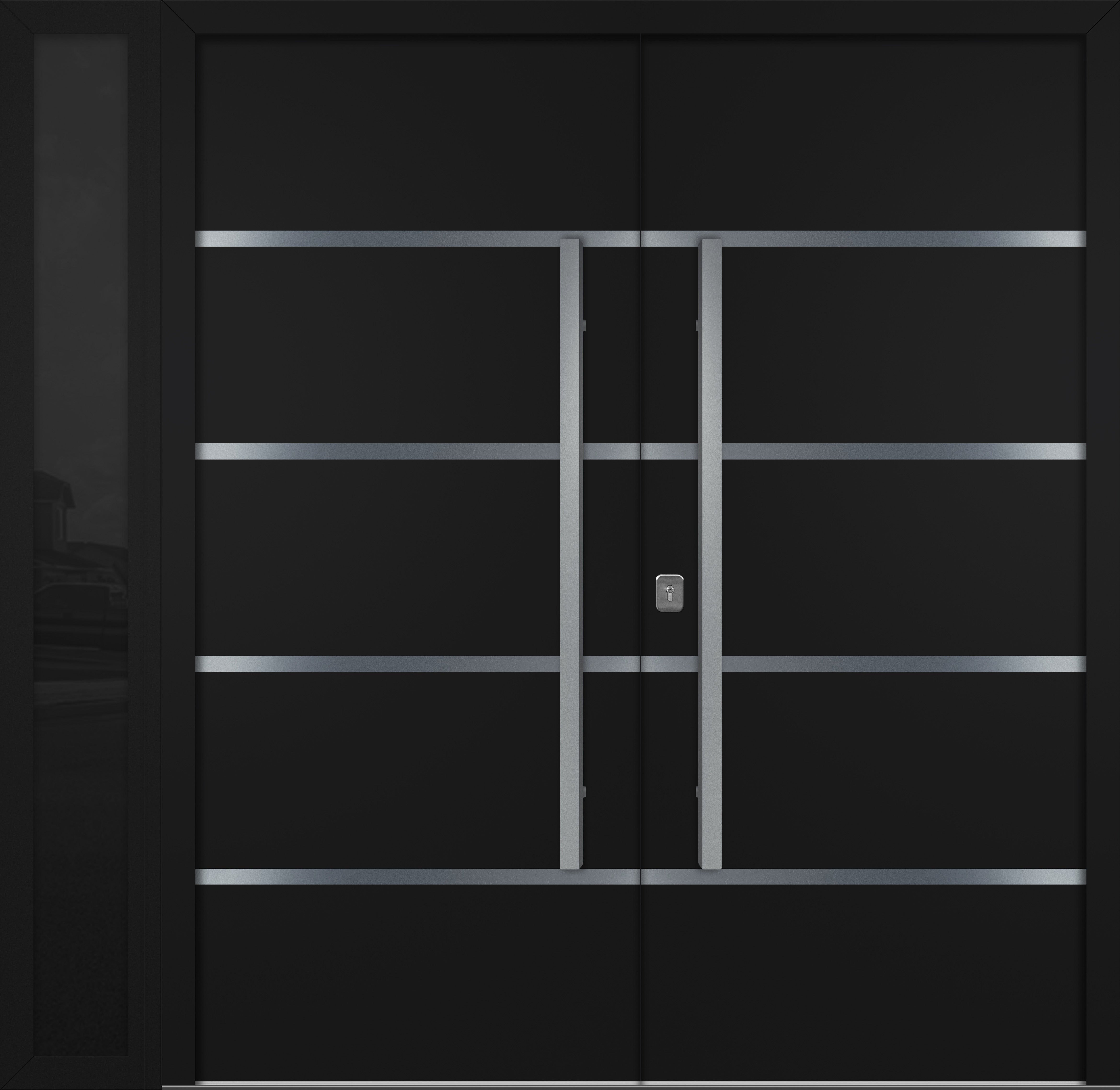 Nova Inox S3  Modern Exterior Double Door W/ (1) 12" Sidelight - Unit 86x81 3/8 - Black