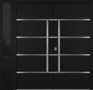 Nova Inox S3 Modern Exterior Double Door W/ (1) 12" Sidelight - Unit 86x81 3/8 - Black - Doors and Beyond