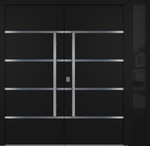 Nova Inox S3 Modern Exterior Double Door W/ (1) 12" Sidelight - Unit 86x81 3/8 - Black - Doors and Beyond