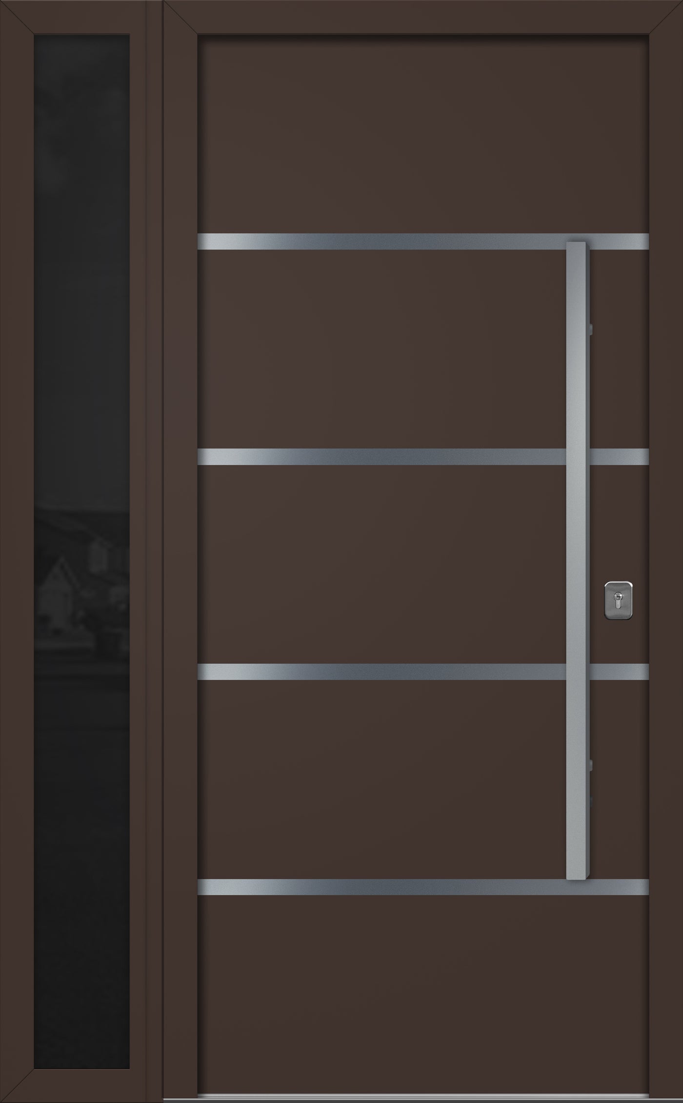 Nova Inox S3 Modern Exterior Single Door W/ (1) 12" Sidelight - Unit 50x81 3/8 - Brown - Doors and Beyond