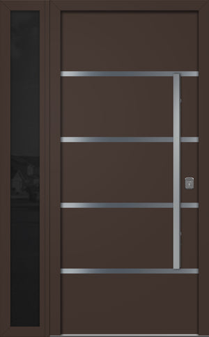 Nova Inox S3 Modern Exterior Single Door W/ (1) 12" Sidelight - Unit 50x81 3/8 - Brown - Doors and Beyond