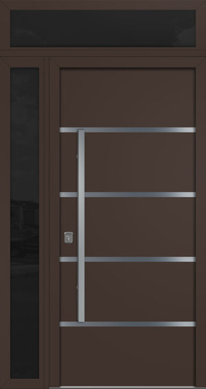 Nova Inox S3 Modern Exterior Single Door 36x80 with Sidelight and Transom - Unit 50x95 1/2 - Brown - Doors and Beyond