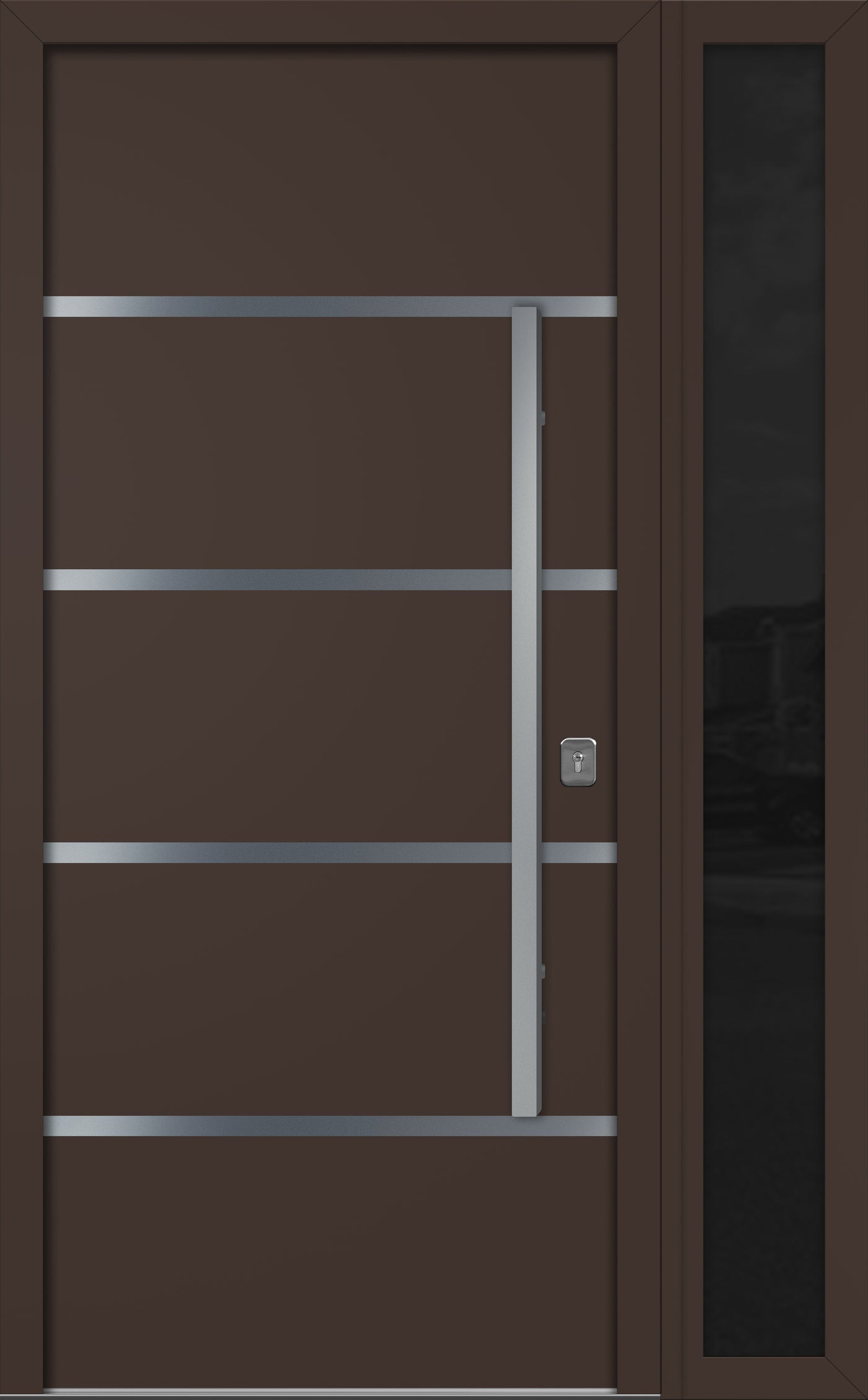 Nova Inox S3 Modern Exterior Single Door W/ (1) 12" Sidelight - Unit 50x81 3/8 - Brown - Doors and Beyond