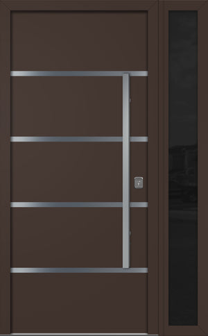Nova Inox S3 Modern Exterior Single Door W/ (1) 12" Sidelight - Unit 50x81 3/8 - Brown - Doors and Beyond