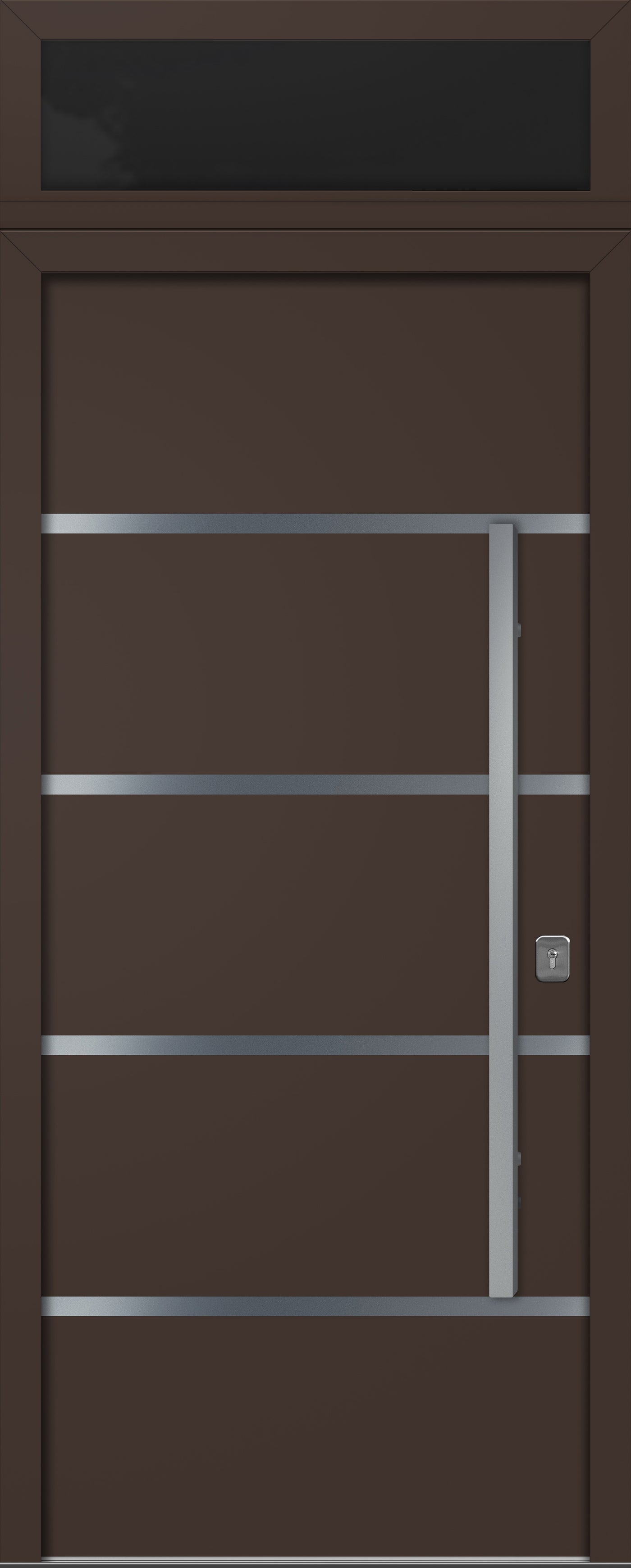 Nova Inox S3 Modern Exterior Single Door 36x80 with Transom - Unit Size 38 x 95 1/2”- Brown - Doors and Beyond