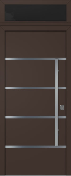 Nova Inox S3 Modern Exterior Single Door 36x80 with Transom - Unit Size 38 x 95 1/2”- Brown - Doors and Beyond