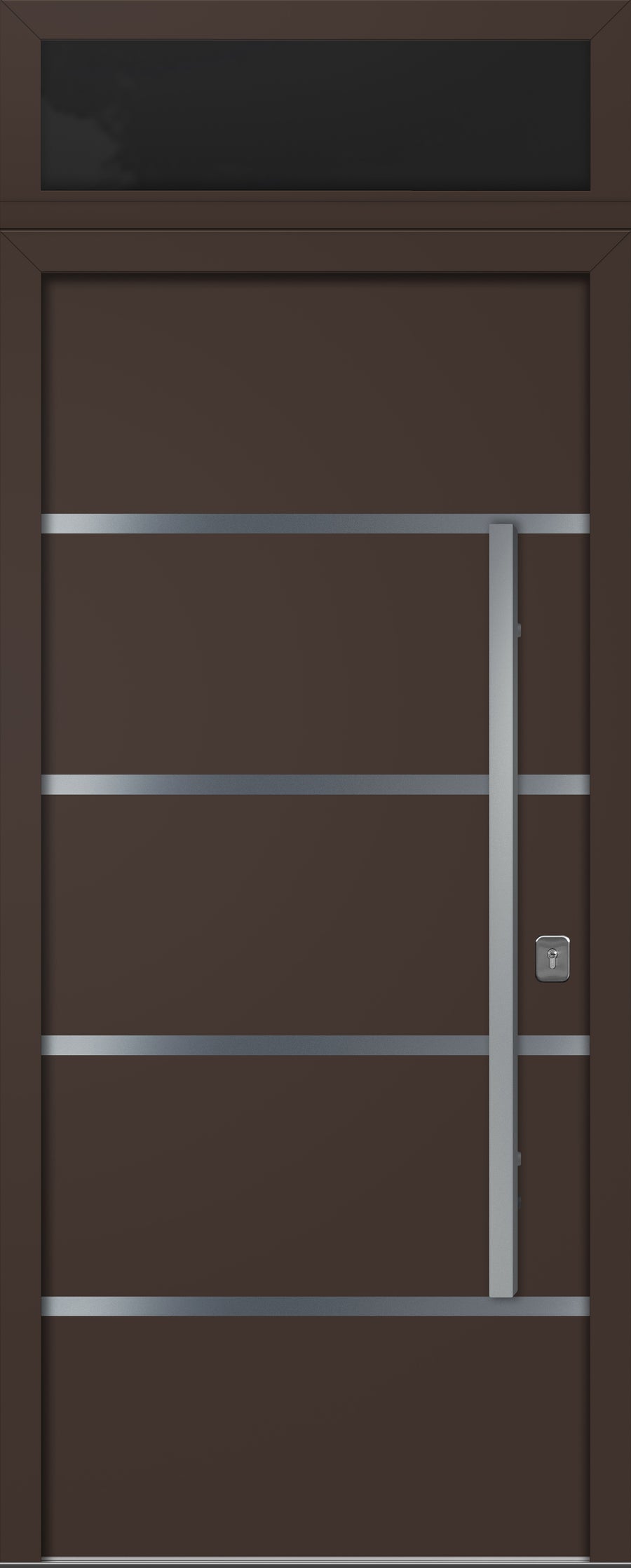 Nova Inox S3 Modern Exterior Single Door 36x80 with Transom - Unit Size 38 x 95 1/2”- Brown - Doors and Beyond