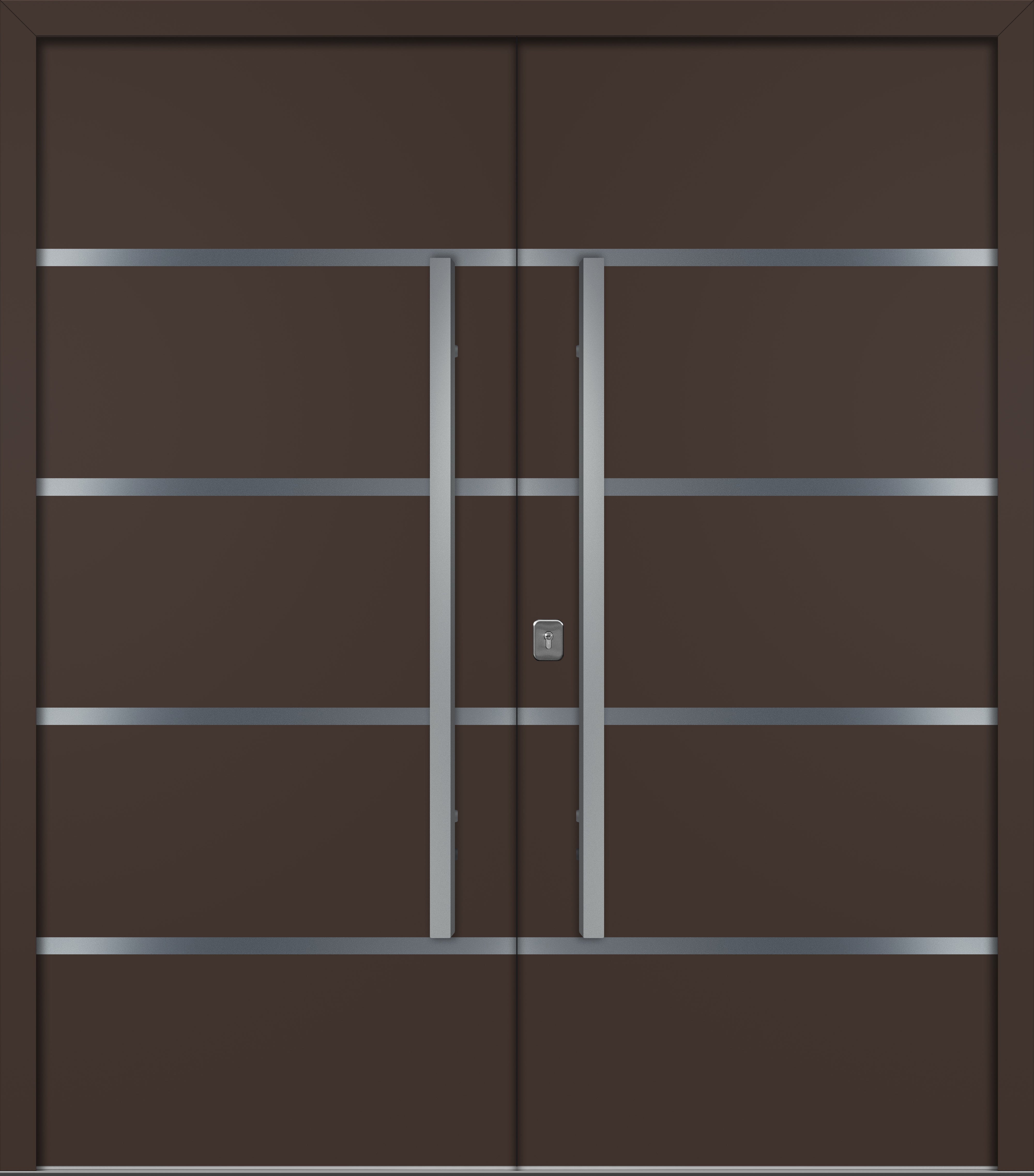 Nova Inox S3 Modern Exterior Double Door 72x80 - Unit 74x81 1/2 - Brown