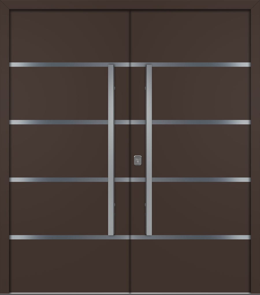Nova Inox S3 Modern Exterior Double Door 72x80 - Unit 74x81 1/2 - Brown - Doors and Beyond