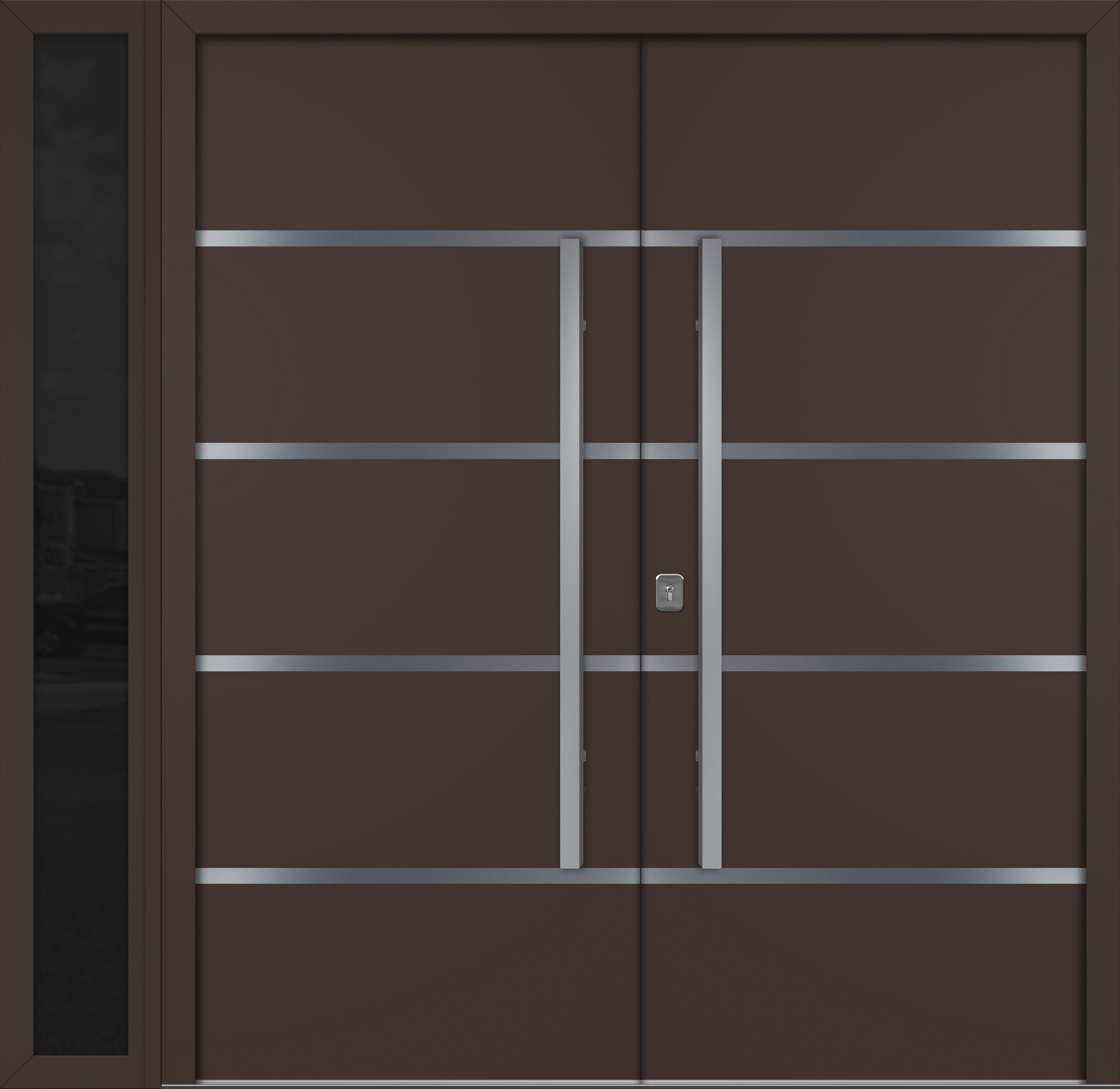 Nova Inox S3  Modern Exterior Double Door W/ (1) 12" Sidelight - Unit 86x81 3/8 - Brown